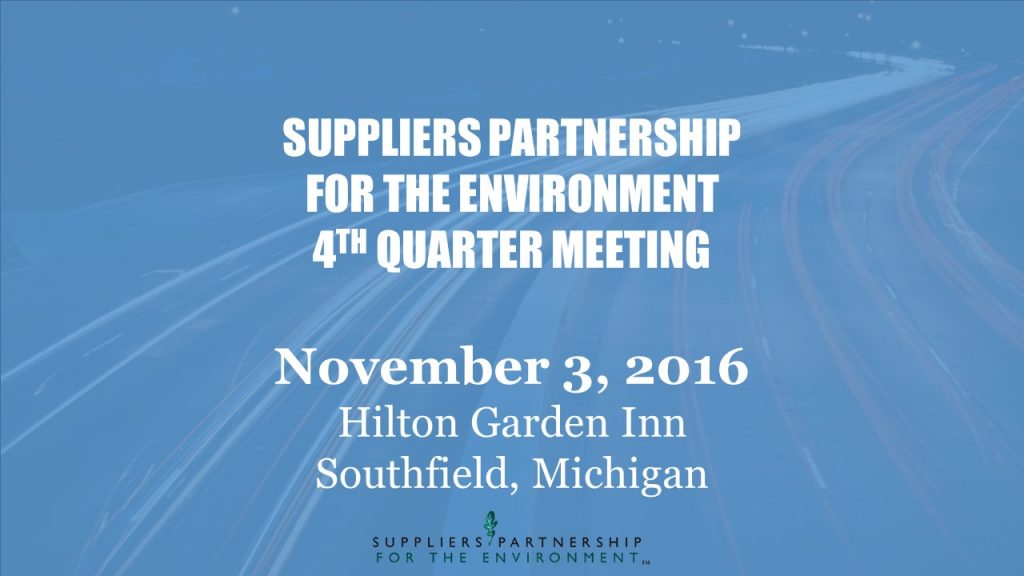 Next SP Meeting Scheduled for November 3 in Southfield